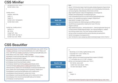 css minifier beautifier