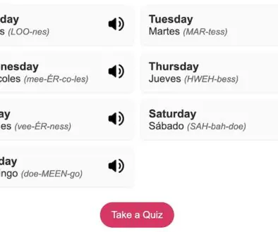 days of the week in spanish