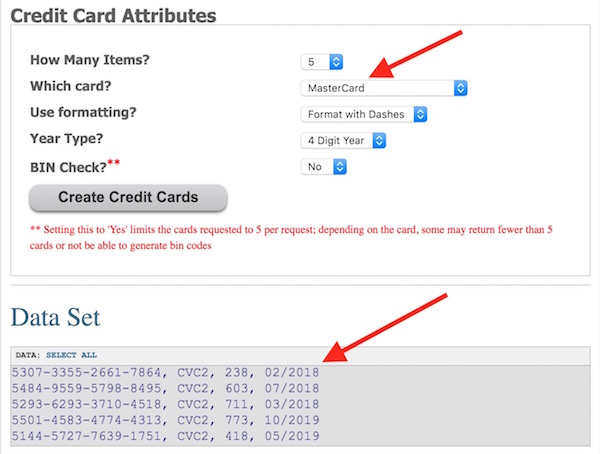 fake credit card generator for apple id