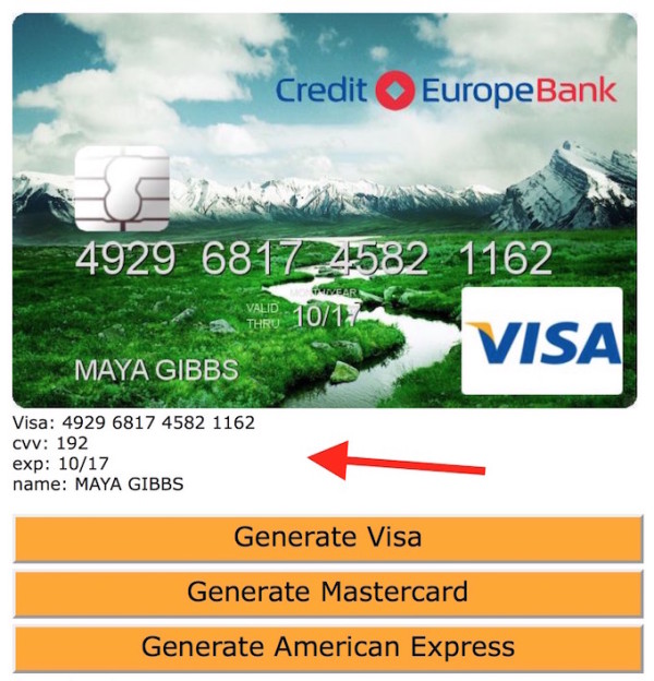 online credit card generator with cvv and expiration date and name