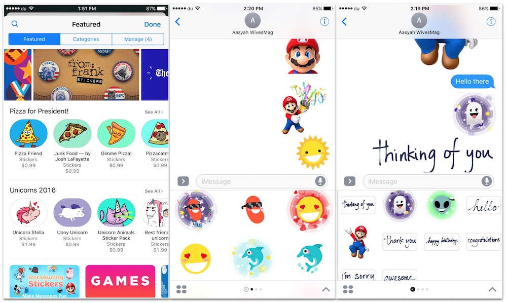 Add/Remove Stickers from iPhone's Messaging App